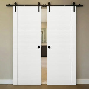 Nova 1VR Braga Bianco Matrix Laminated Modern Double Barn Door - Doors and Beyond