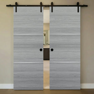 Nova 2H Braga Olmo Matrix Laminated Modern Double Barn Door - Doors and Beyond