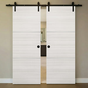 Nova 2H Braga Crema Matrix Laminated Modern Double Barn Door - Doors and Beyond