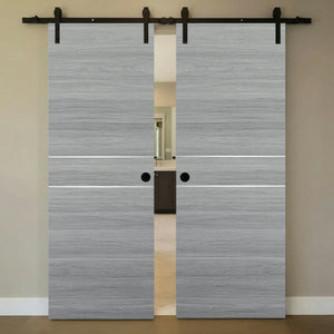 Nova 2HC Braga Olmo Matrix Laminated Modern Double Barn Door - Doors and Beyond