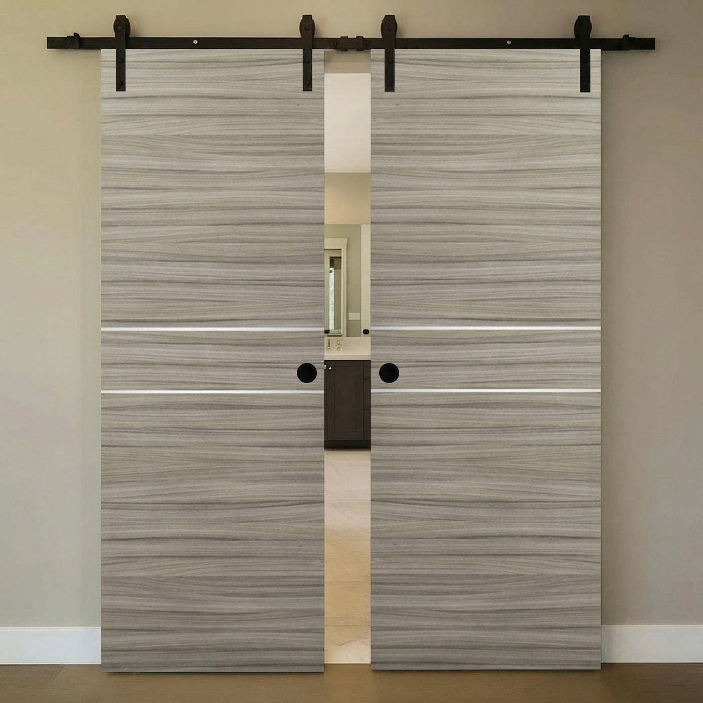 Nova 2HC Braga Palissandro Matrix Laminated Modern Double Barn Door - Doors and Beyond