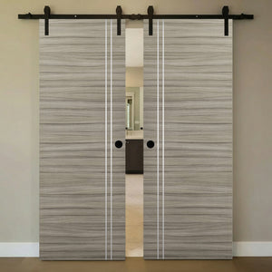 Nova 2V Braga Palissandro Matrix Laminated Modern Double Barn Door - Doors and Beyond