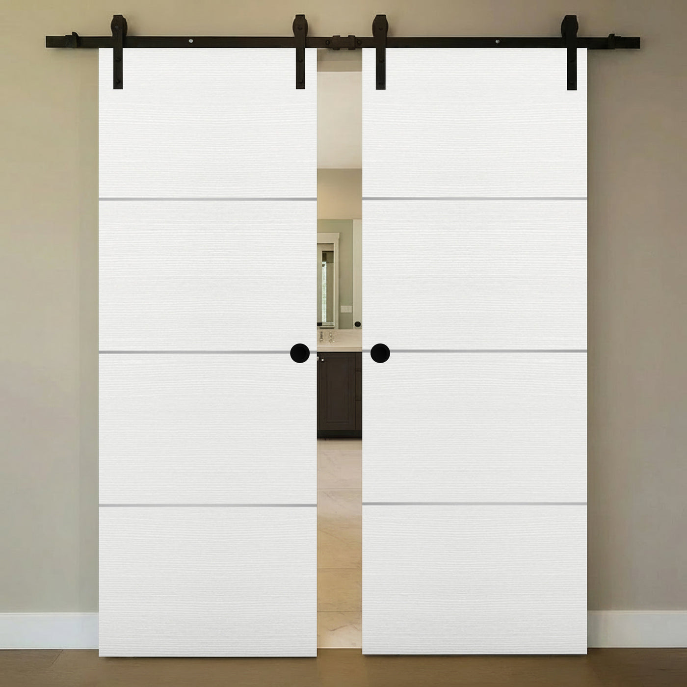 Nova 3H Braga Bianco Matrix Laminated Modern Double Barn Door - Doors and Beyond
