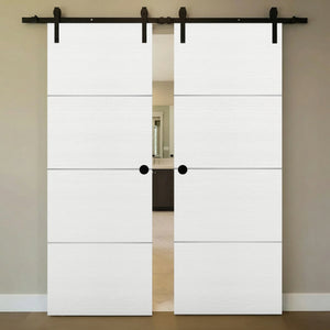 Nova 3H Braga Bianco Matrix Laminated Modern Double Barn Door - Doors and Beyond