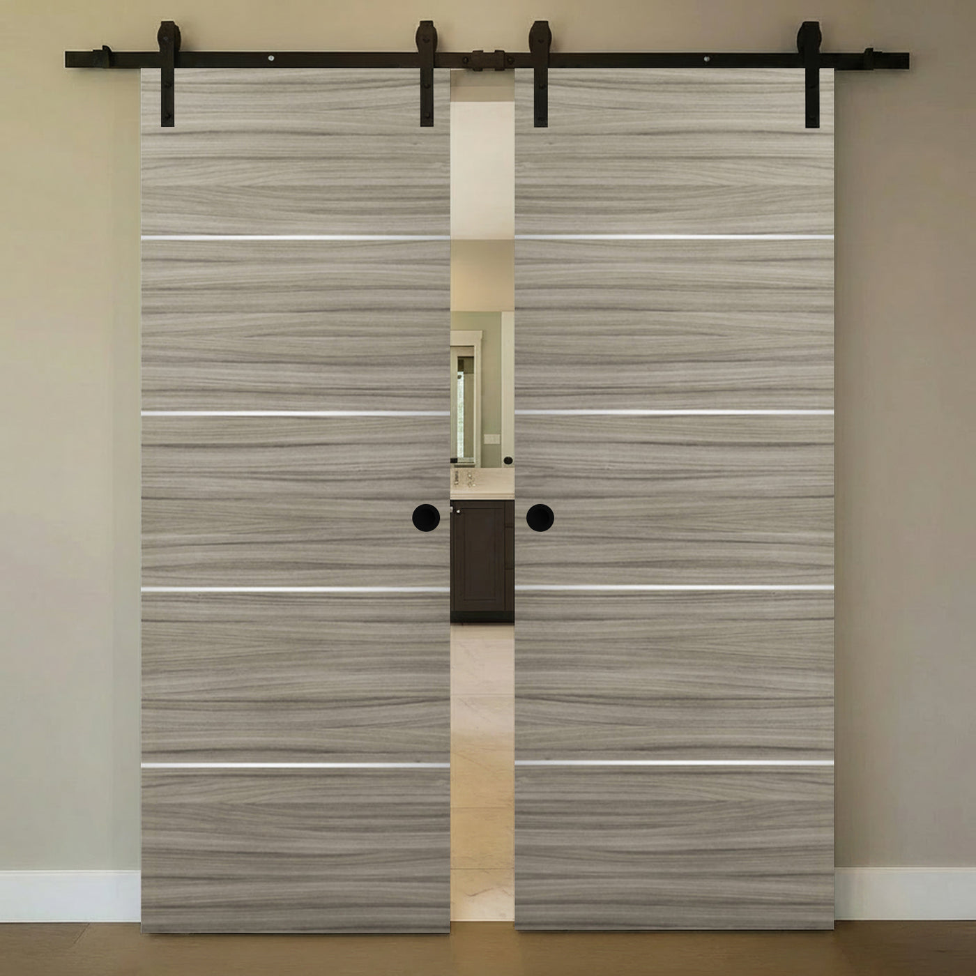 Nova 4H Braga Palissandro Matrix Laminated Modern Double Barn Door - Doors and Beyond