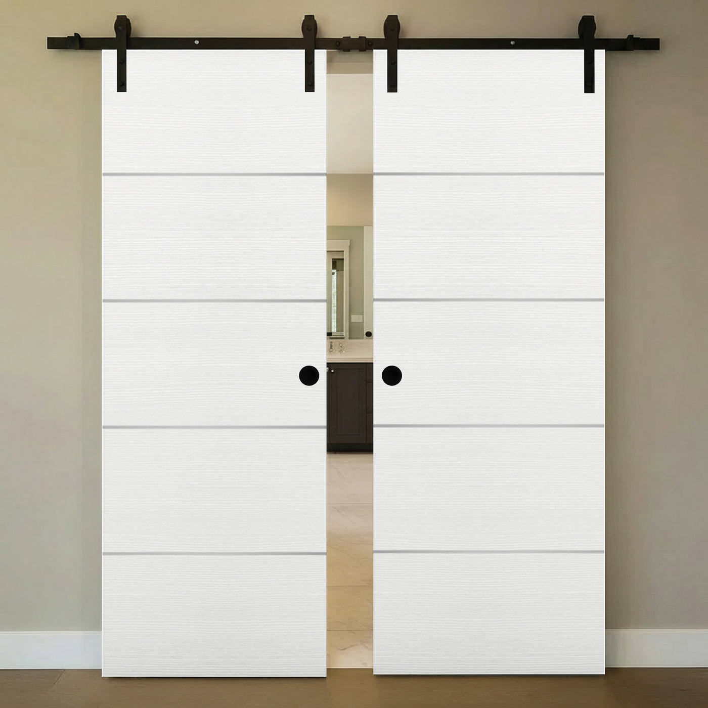 Nova 4H Braga Bianco Matrix Laminated Modern Double Barn Door - Doors and Beyond