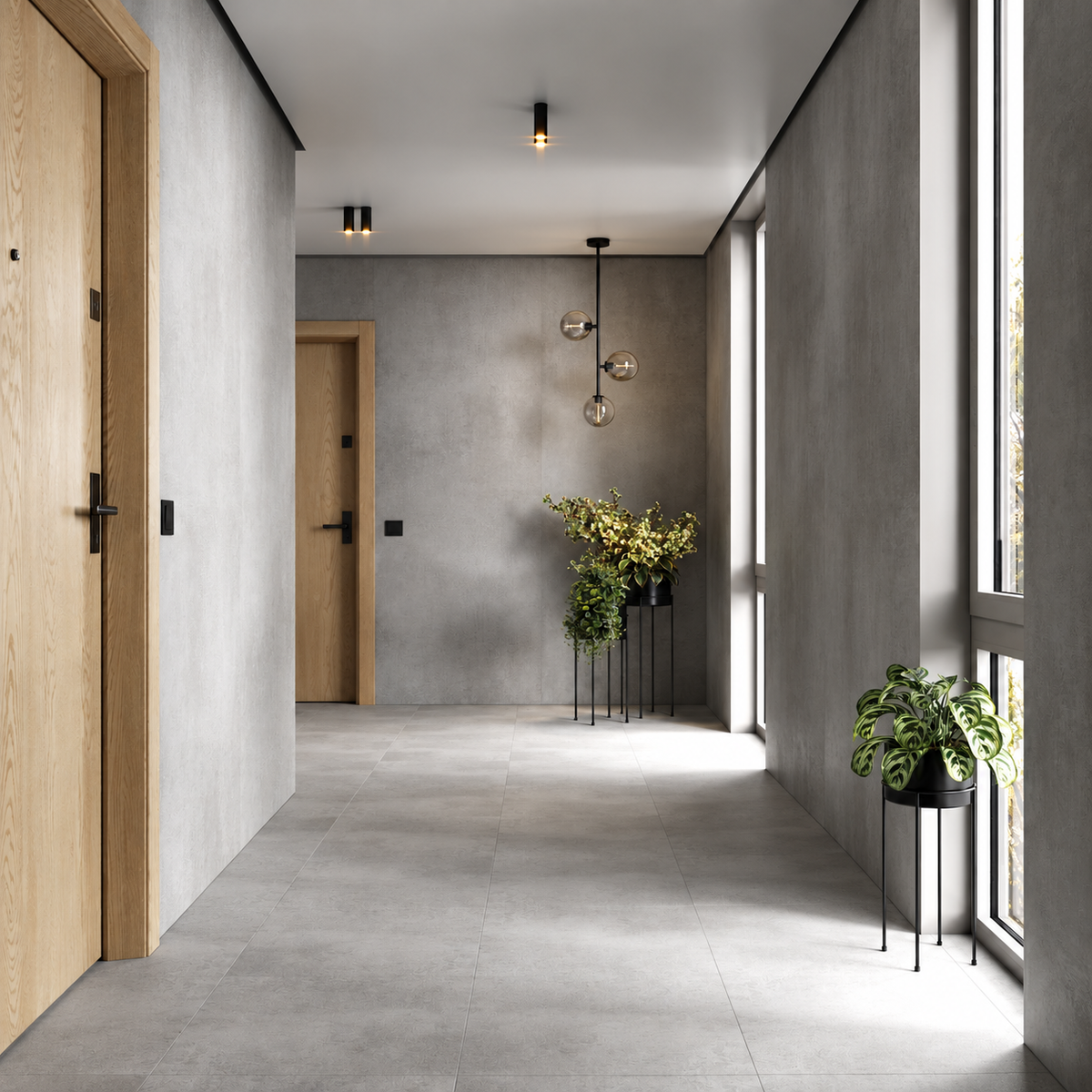 VOX Wall SPC Smoky concrete embossed matt 43 5/16" x 110 1/4" - Doors and Beyond
