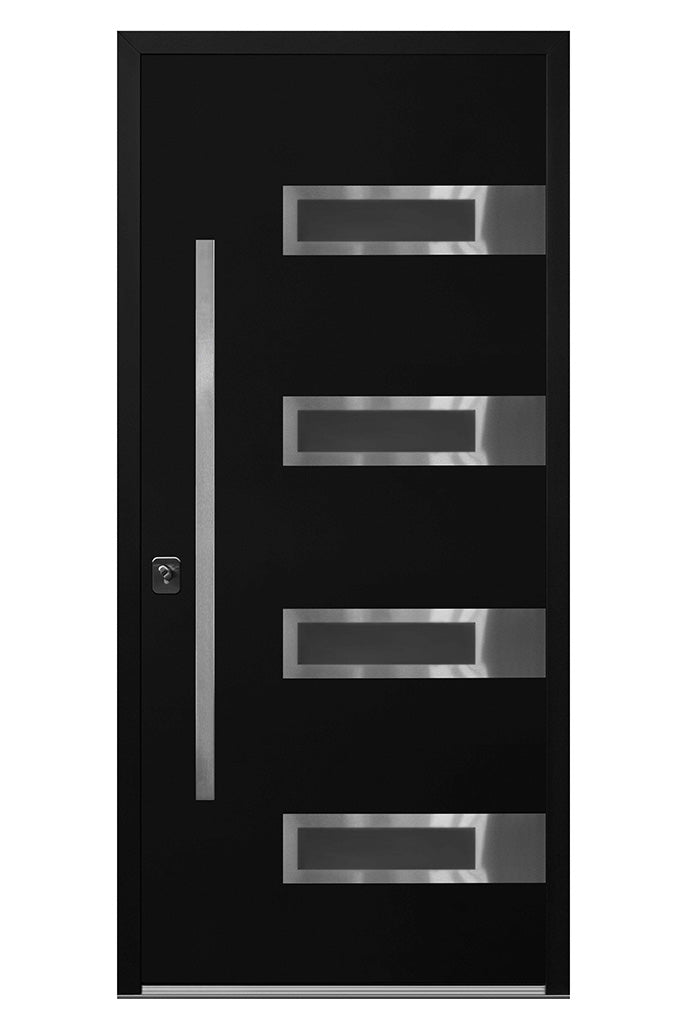 Nova Inox S4 Modern Exterior Single Door 36x80 - Black - Doors and Beyond