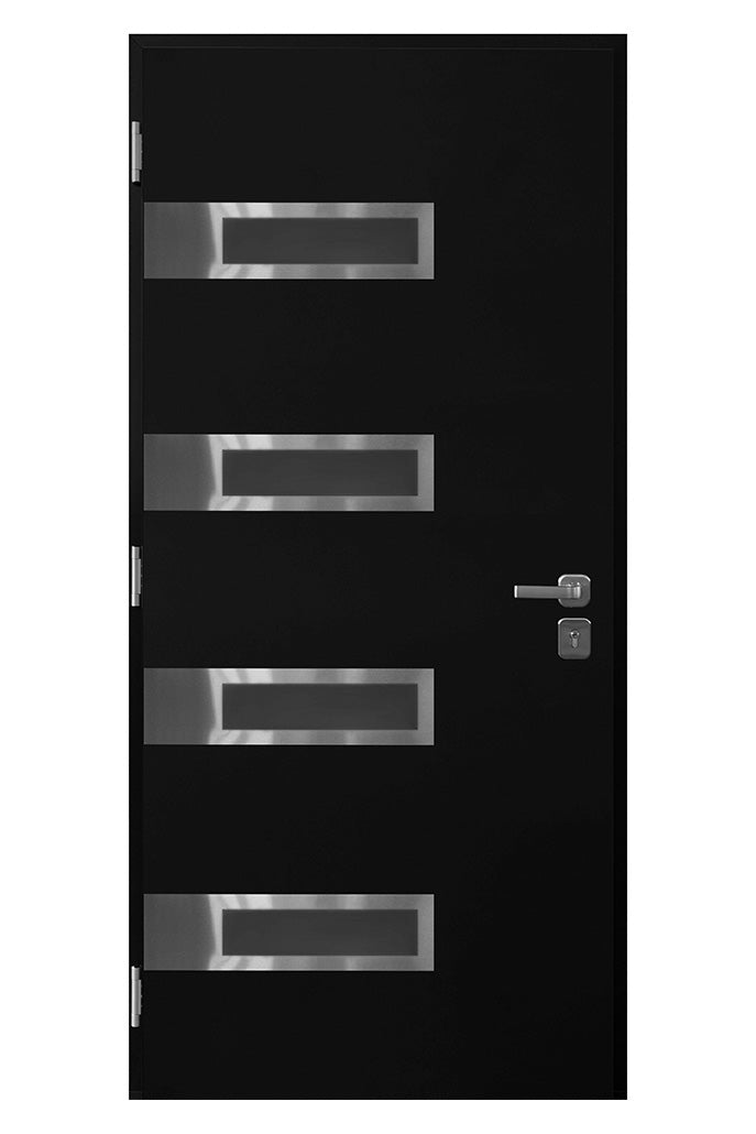 Nova Inox S4 Modern Exterior Single Door 36x80 - Black - Doors and Beyond