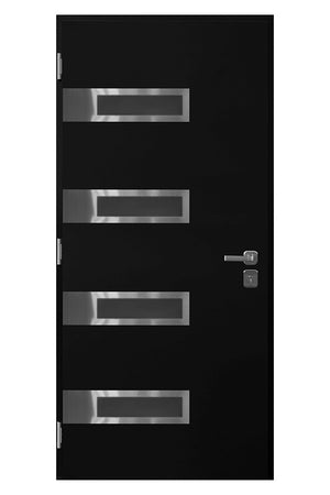 Nova Inox S4 Modern Exterior Single Door 36x80 - Black - Doors and Beyond