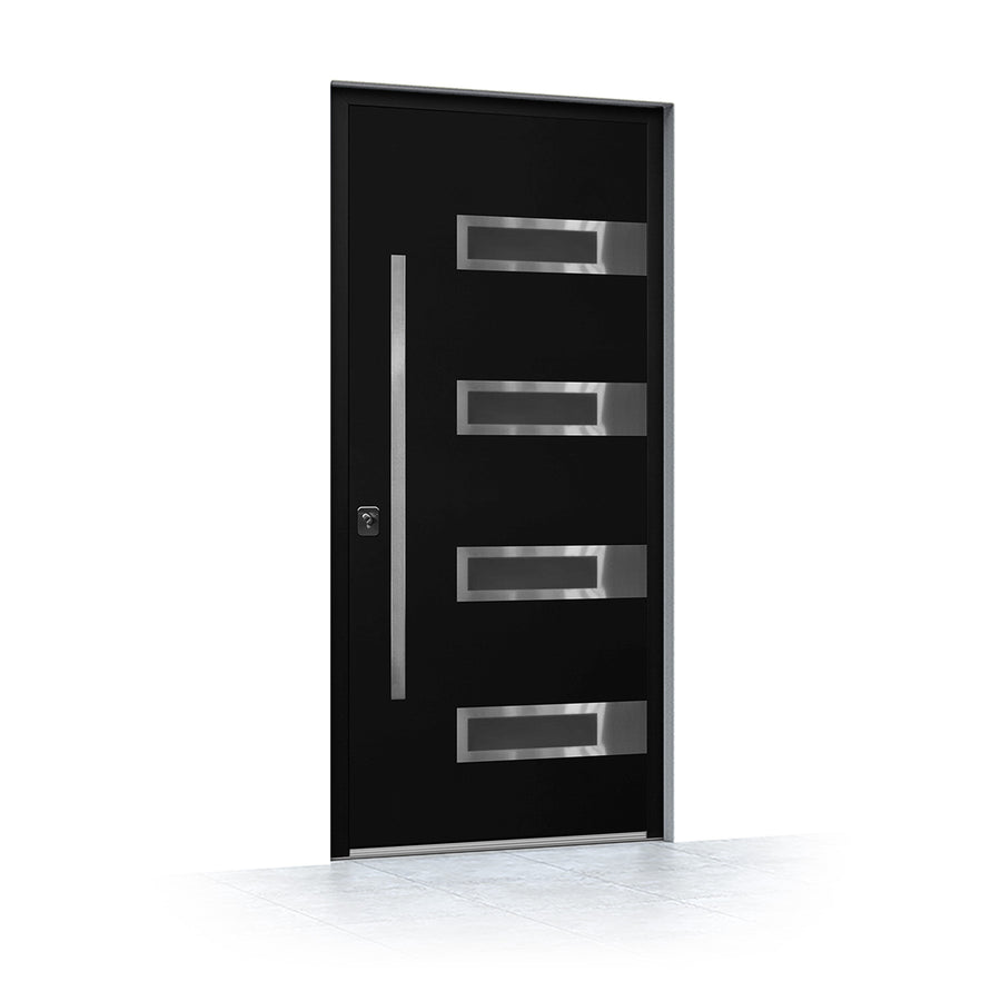 Nova Inox S4 Modern Exterior Single Door 36x80 - Black - Doors and Beyond