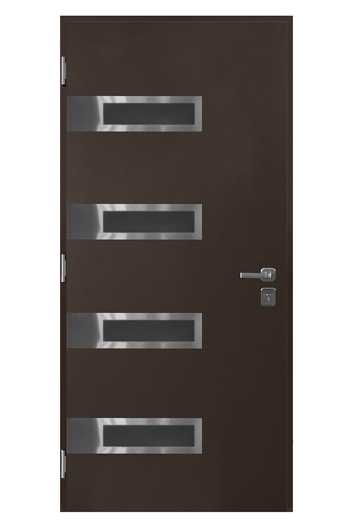 Nova Inox S4 Modern Exterior Single Door 36x80 - Brown - Doors and Beyond