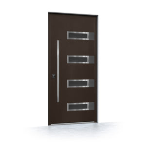 Nova Inox S4 Modern Exterior Single Door 36x80 - Brown - Doors and Beyond