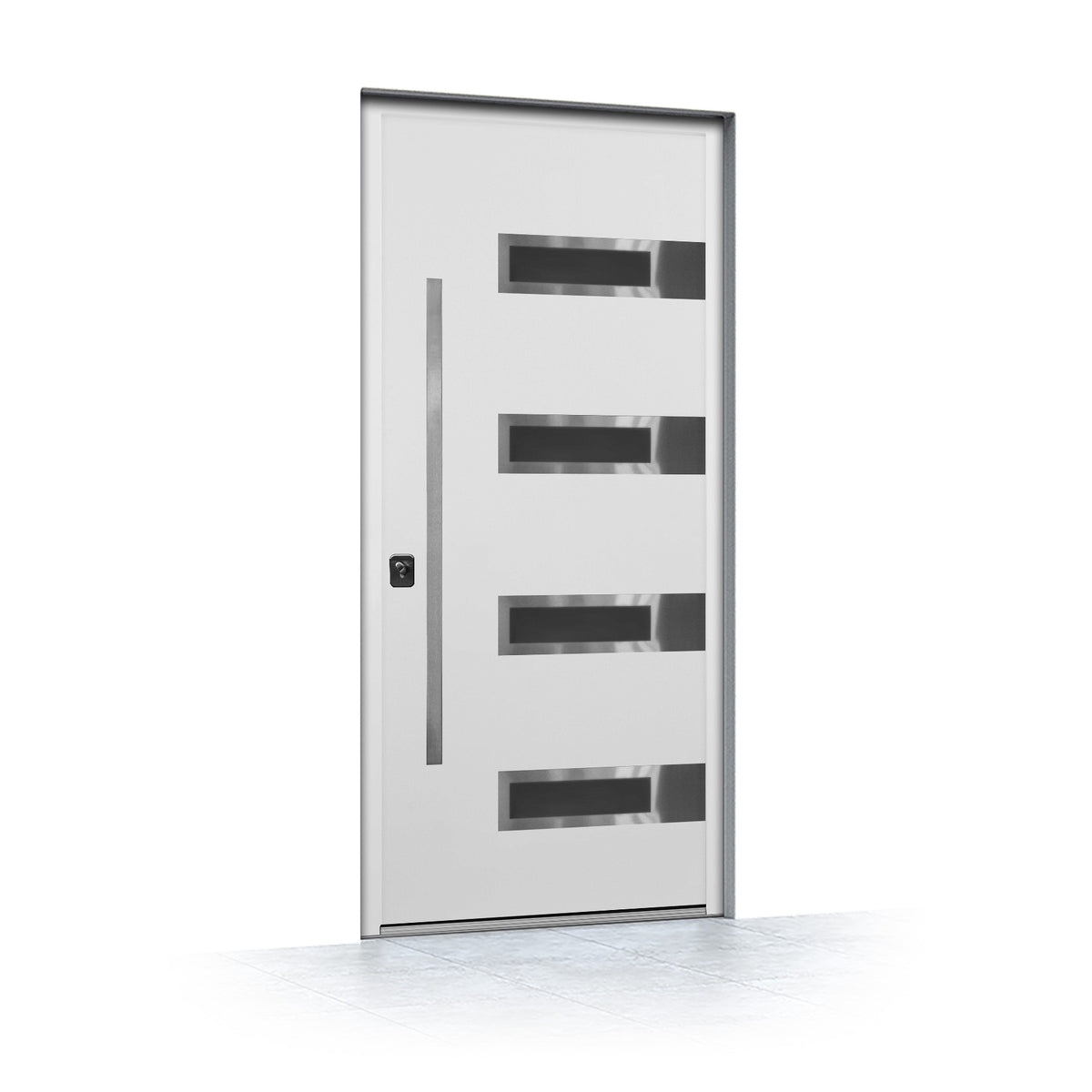 Nova Inox S4 Modern Exterior Single Door 36x80 - White - Doors and Beyond