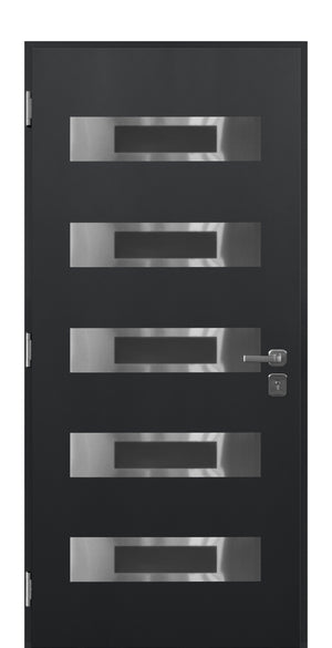 Nova Inox S5 Modern Exterior Single Door 36x80 - Gray - Doors and Beyond