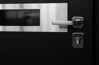 Nova Inox S5 Modern Exterior Single Door 36x80 with Transom - Unit Size 38 x 95 1/2”- Black - Doors and Beyond