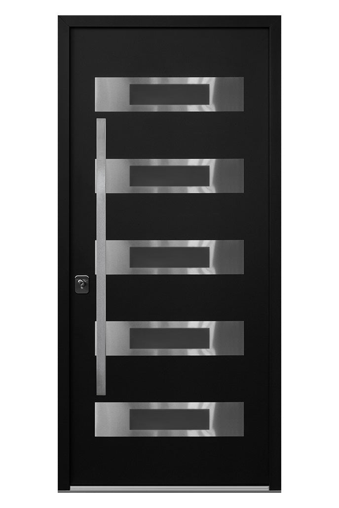 Nova Inox S5 Modern Exterior Single Door 36x80 - Black - Doors and Beyond