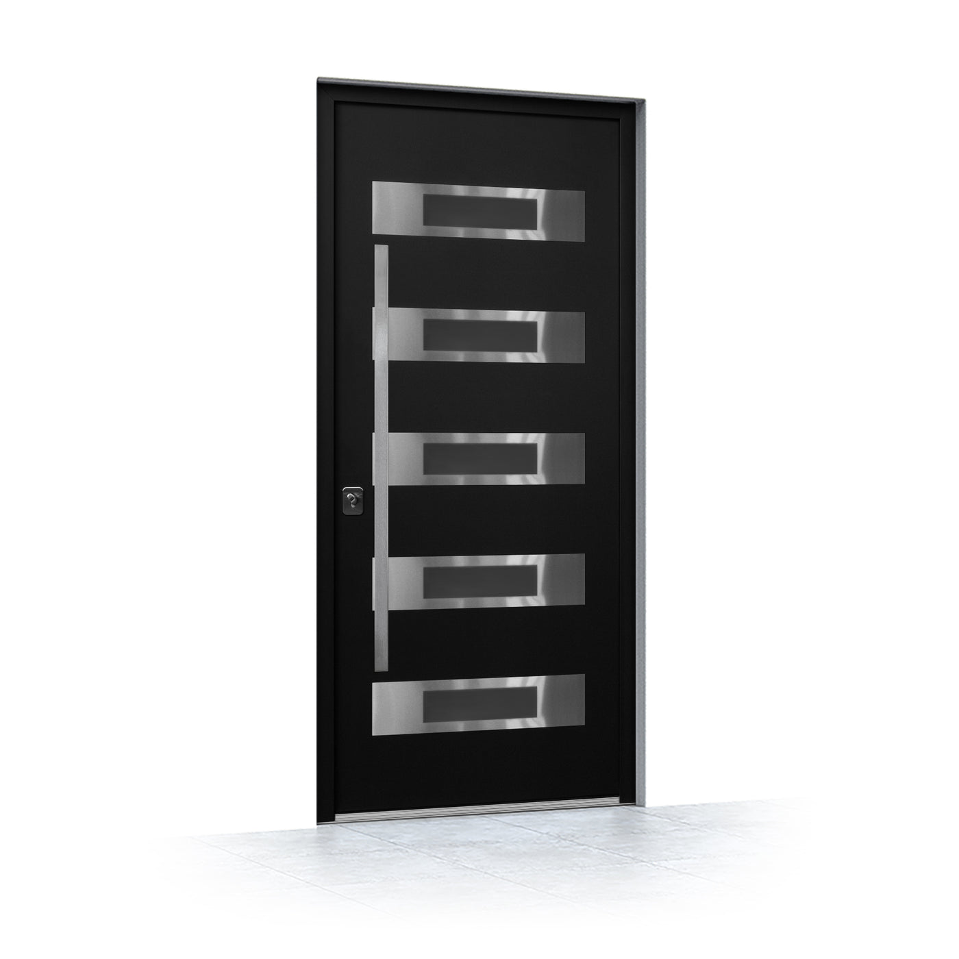 Nova Inox S5 Modern Exterior Single Door 36x80 - Black - Doors and Beyond