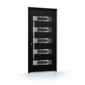 Nova Inox S5 Modern Exterior Single Door 36x80 - Black - Doors and Beyond
