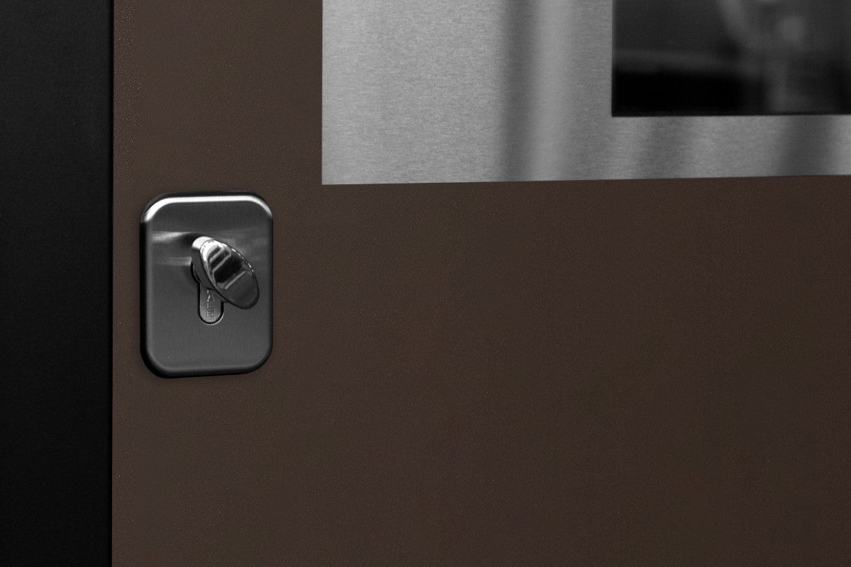 Nova Inox S5 Modern Exterior Single Door 36x80 with Transom - Unit Size 38 x 95 1/2”- Brown - Doors and Beyond