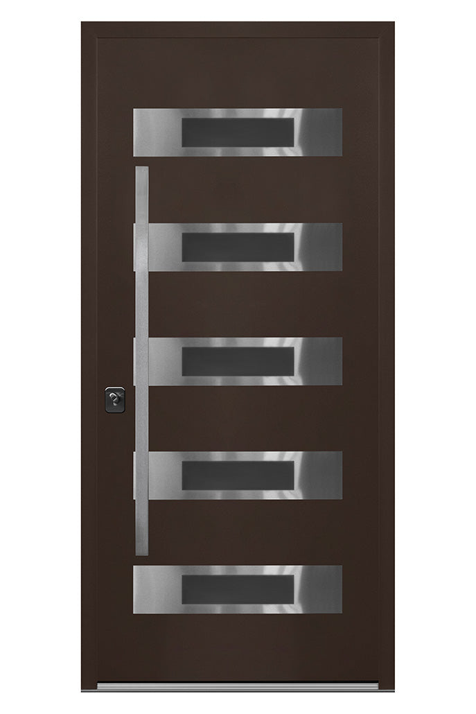 Nova Inox S5 Modern Exterior Single Door 36x80 - Brown - Doors and Beyond