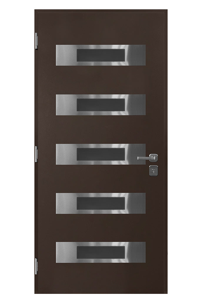 Nova Inox S5 Modern Exterior Single Door 36x80 - Brown - Doors and Beyond