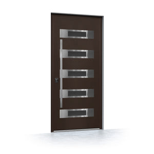 Nova Inox S5 Modern Exterior Single Door 36x80 - Brown - Doors and Beyond