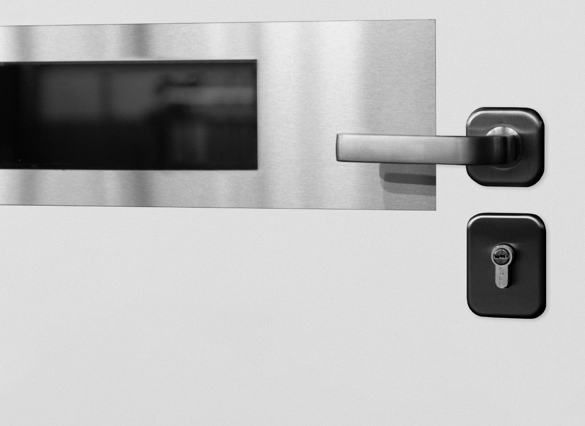 Nova Inox S5 Modern Exterior Single Door 36x80 with Transom - Unit Size 38 x 95 1/2”- White - Doors and Beyond