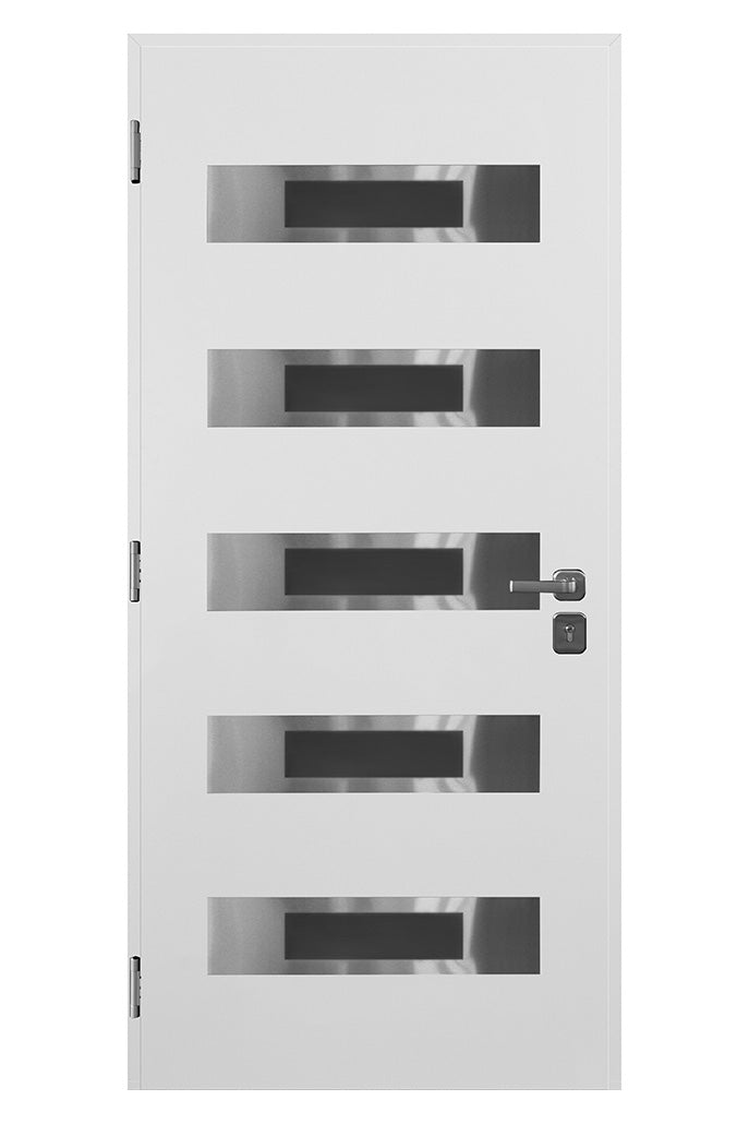 Nova Inox S5 Modern Exterior Single Door 36x80 - White - Doors and Beyond