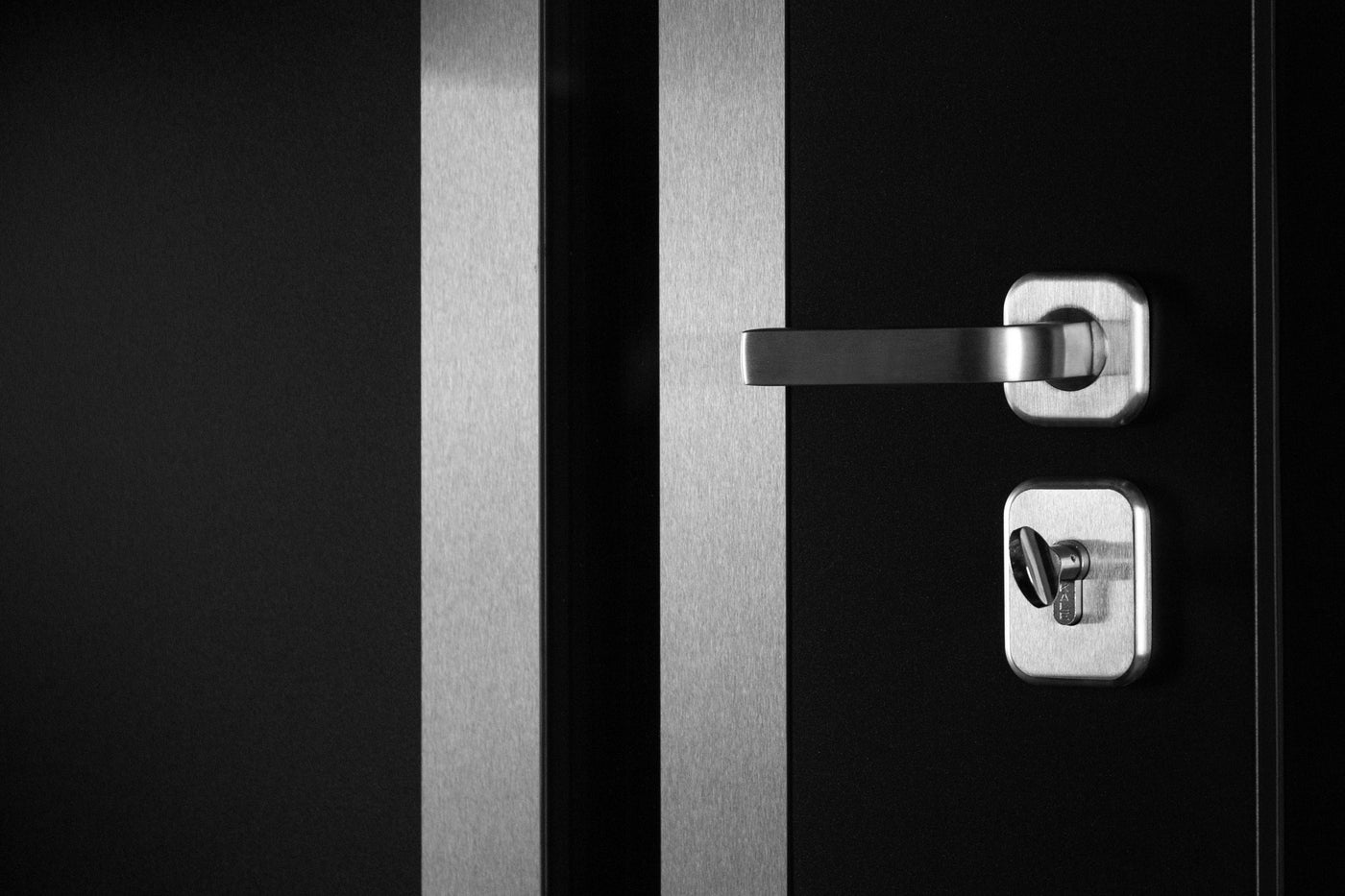 Nova Inox S2 Modern Exterior Single Door 36x80 with 2 Sidelight and Transom - Unit 62x95 1/2 - Black - Doors and Beyond