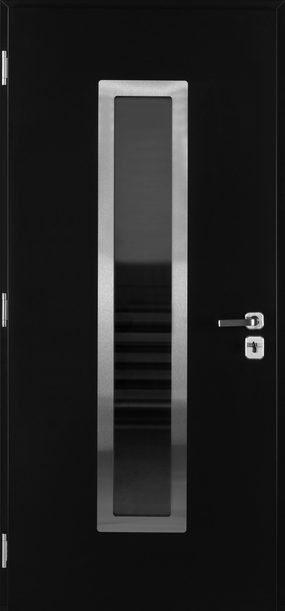Nova Inox S1 Modern Exterior Single Door 36x80 with Transom - Unit Size 38 x 95 1/2”- Black - Doors and Beyond
