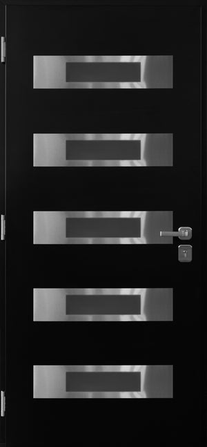 Nova Inox S5 Modern Exterior Single Door 36x80 - Black - Doors and Beyond