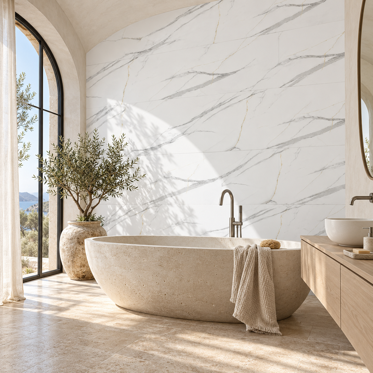 VILO Wall SPC Calacatta white 11 13/16" x 23 5/8" - Doors and Beyond