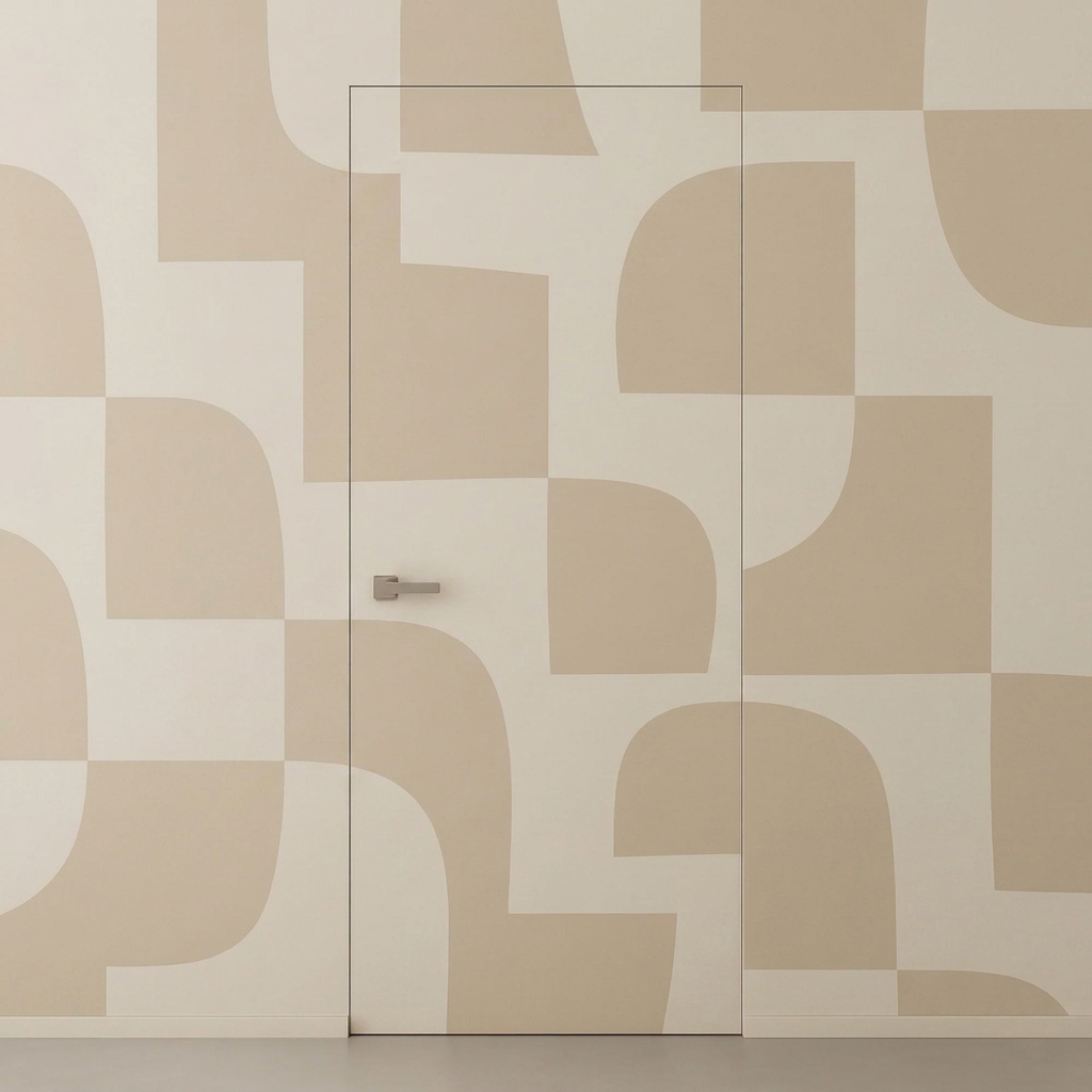 Primed Solid Frameless Door Example For Painting Minimal Shapes Wallpaper - Doors and Beyond