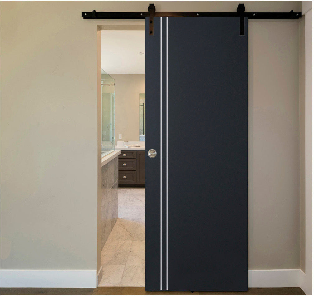 Nova Glam Pro 002 Soft Black Laminated Modern Barn Door - Doors and Beyond