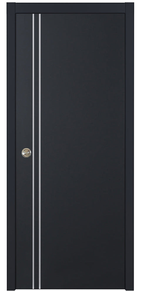 Nova Glam Pro 002 Soft Black Laminated Modern Pocket Door - Doors and Beyond