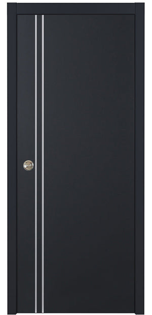 Nova Glam Pro 002 Soft Black Laminated Modern Pocket Door - Doors and Beyond