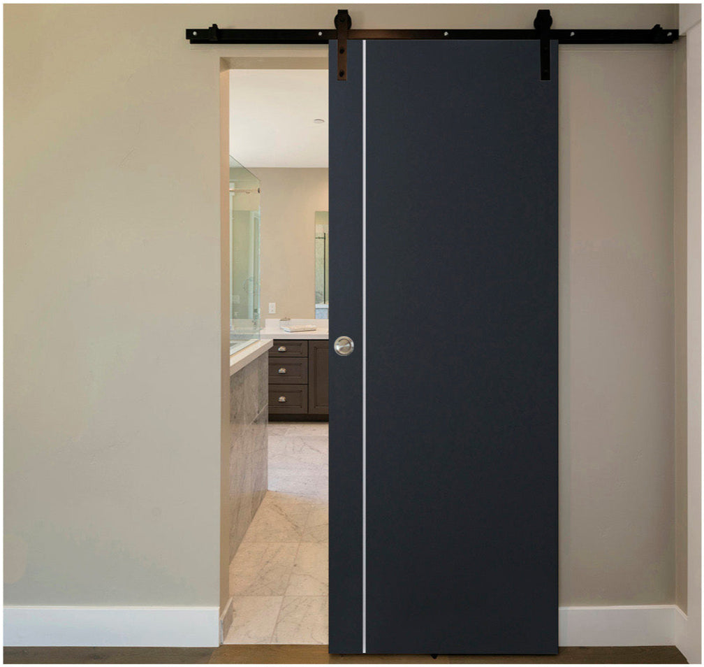 Nova Glam Pro 003 Soft Black Laminated Modern Barn Door - Doors and Beyond