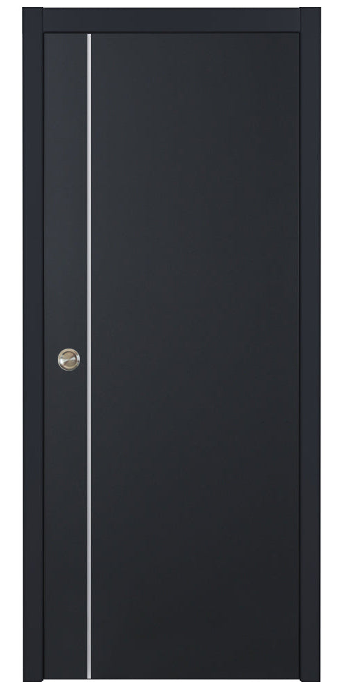 Nova Glam Pro 003 Soft Black Laminated Modern Pocket Door - Doors and Beyond