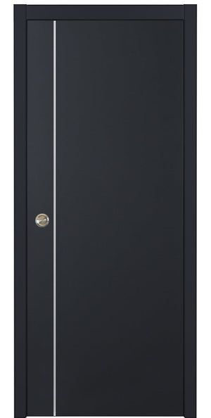 Nova Glam Pro 003 Soft Black Laminated Modern Pocket Door - Doors and Beyond