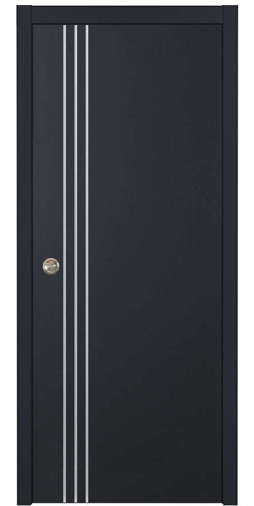 Nova Glam Pro 004 Soft Black Laminated Modern Pocket Door - Doors and Beyond