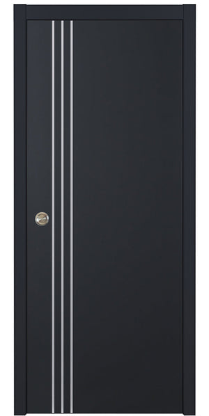 Nova Glam Pro 004 Soft Black Laminated Modern Pocket Door - Doors and Beyond