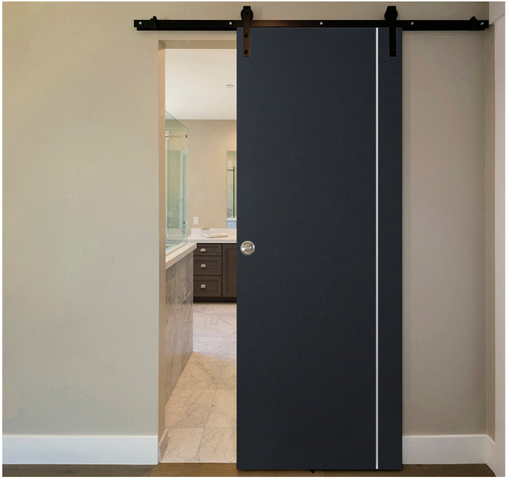 Nova Glam Pro 005 Soft Black Laminated Modern Barn Door - Doors and Beyond