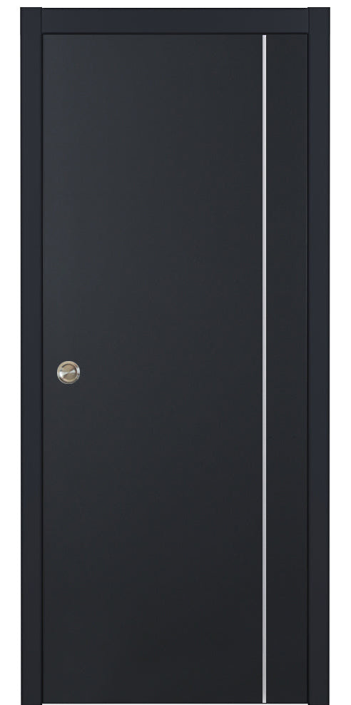 Nova Glam Pro 005 Soft Black Laminated Modern Pocket Door - Doors and Beyond