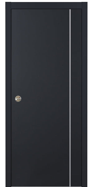 Nova Glam Pro 005 Soft Black Laminated Modern Pocket Door - Doors and Beyond