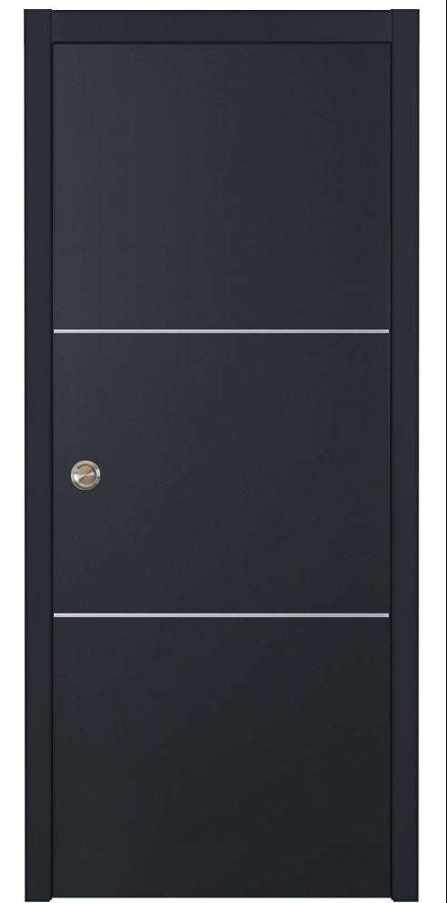 Nova Glam Pro 006 Soft Black Laminated Modern Pocket Door - Doors and Beyond