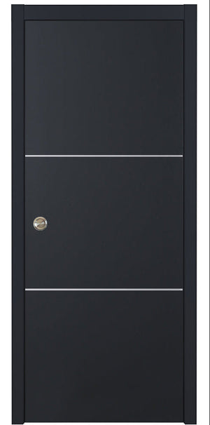 Nova Glam Pro 006 Soft Black Laminated Modern Pocket Door - Doors and Beyond