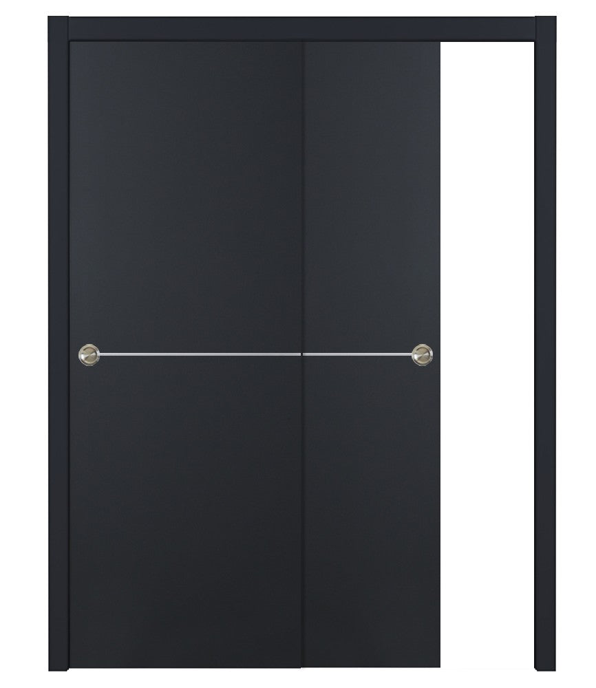 Nova Glam Pro 007 Soft Black Laminated Modern Bypass Door - Doors and Beyond