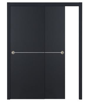 Nova Glam Pro 007 Soft Black Laminated Modern Bypass Door - Doors and Beyond