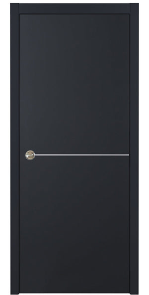 Nova Glam Pro 007 Soft Black Laminated Modern Pocket Door - Doors and Beyond